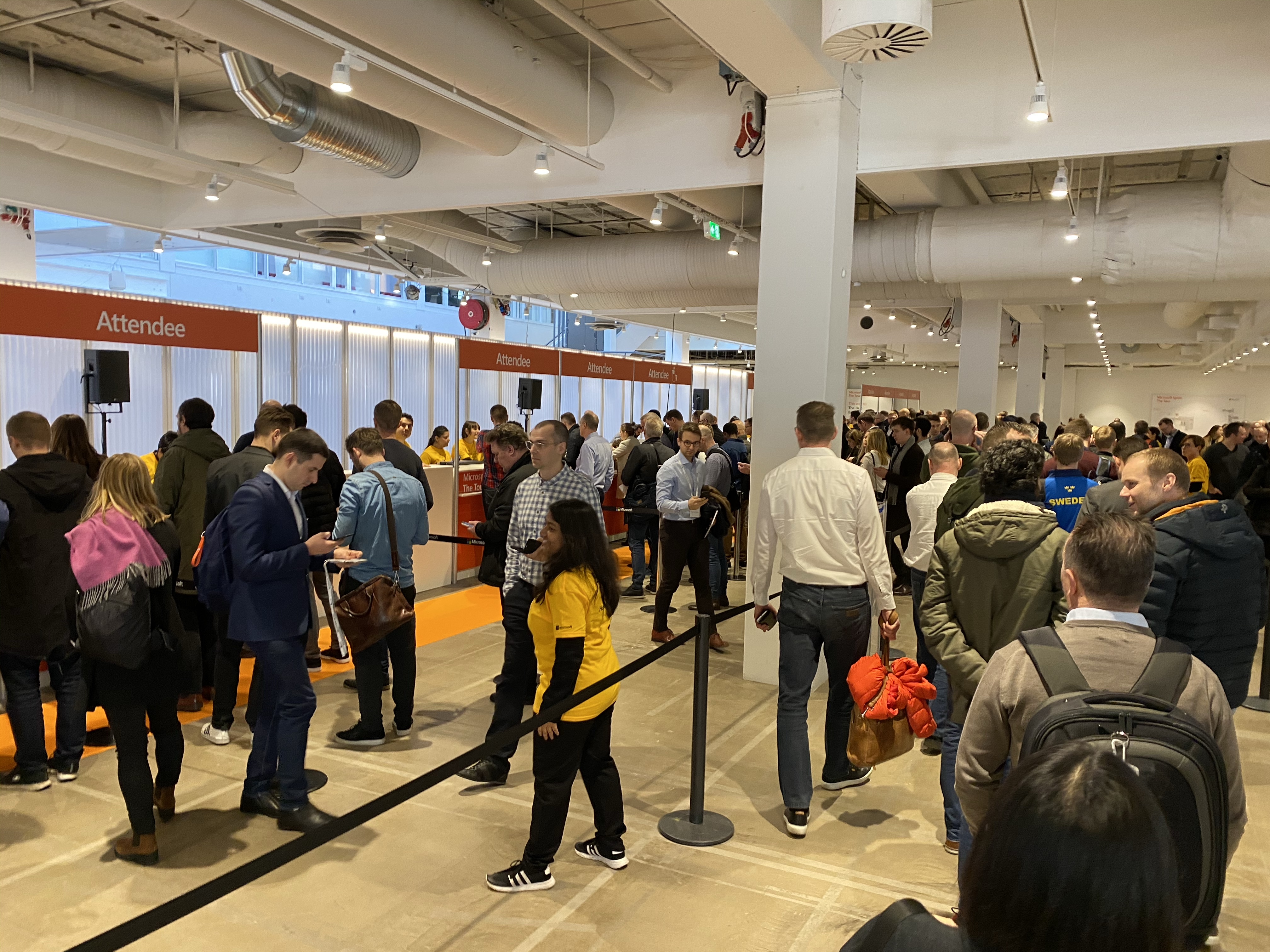 incheckningskön vid Ignite i Köpenhamn
